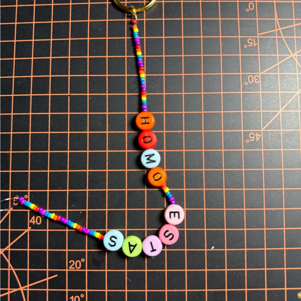 Colorful Beaded Keychain with Letter Beads